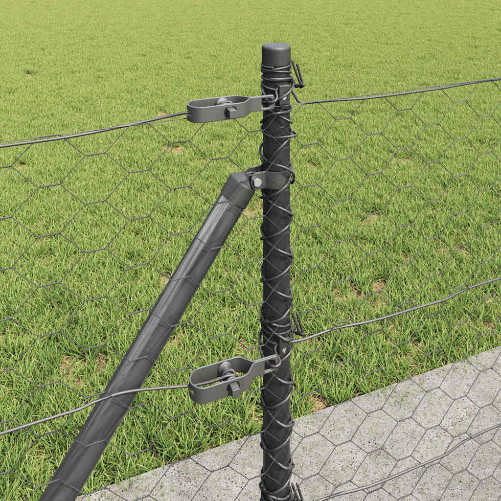 vidaXL Hexagonal Fence with Concrete Base 100 x 0.6 m PVC-Coated Steel 5
