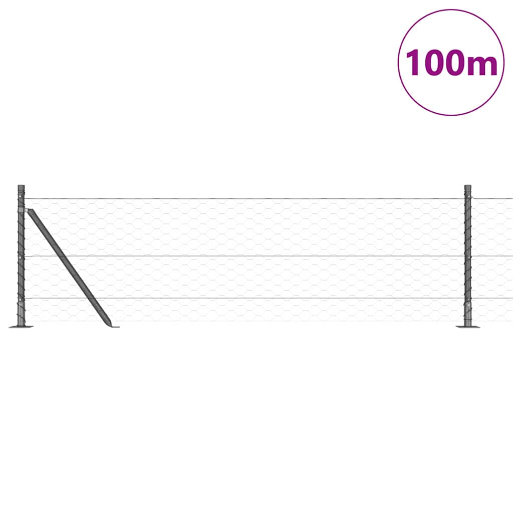 vidaXL Hexagonal Fence with Concrete Base 100 x 0.6 m PVC-Coated Steel 3