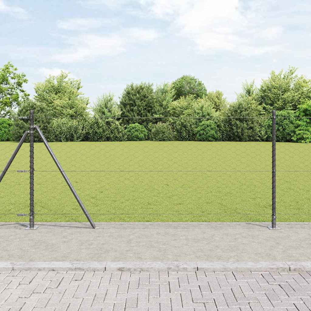 vidaXL Hexagonal Fence with Concrete Base 100 x 0.8 m PVC-Coated Steel 1