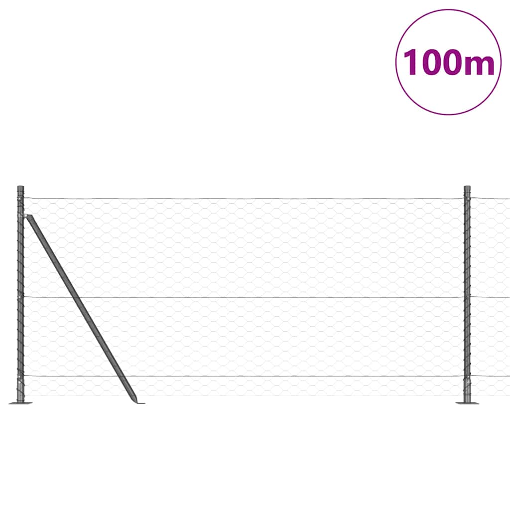 vidaXL Hexagonal Fence with Concrete Base 100 x 0.8 m PVC-Coated Steel 3