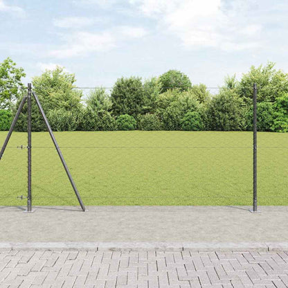 vidaXL Hexagonal Fence with Concrete Base 100 x 1 m PVC-Coated Steel Grey mesh Size 50 mm mesh