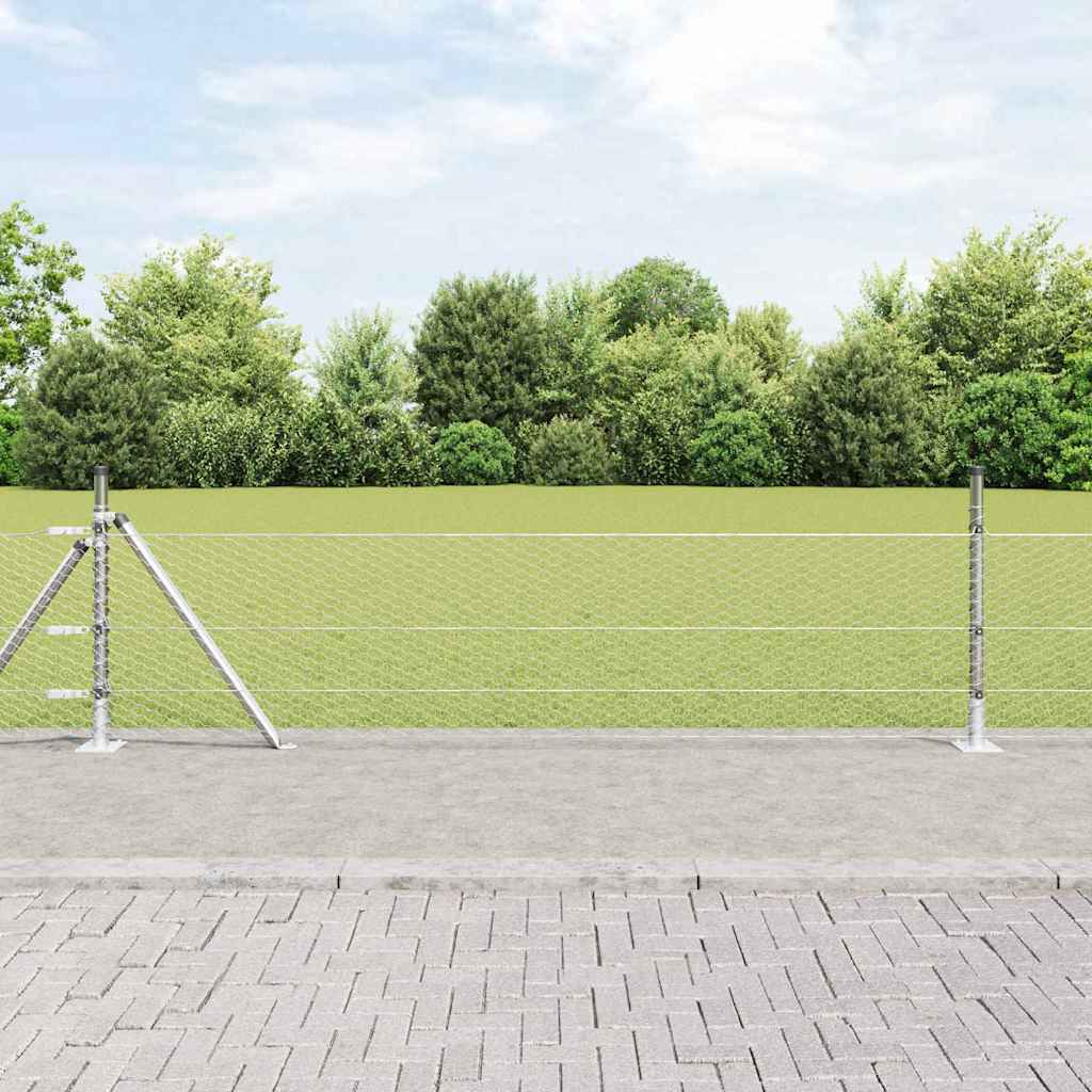 vidaXL Hexagonal Fence with Concrete Base 50 x 1 m Galvanised Steel mesh Size 25 mm mesh