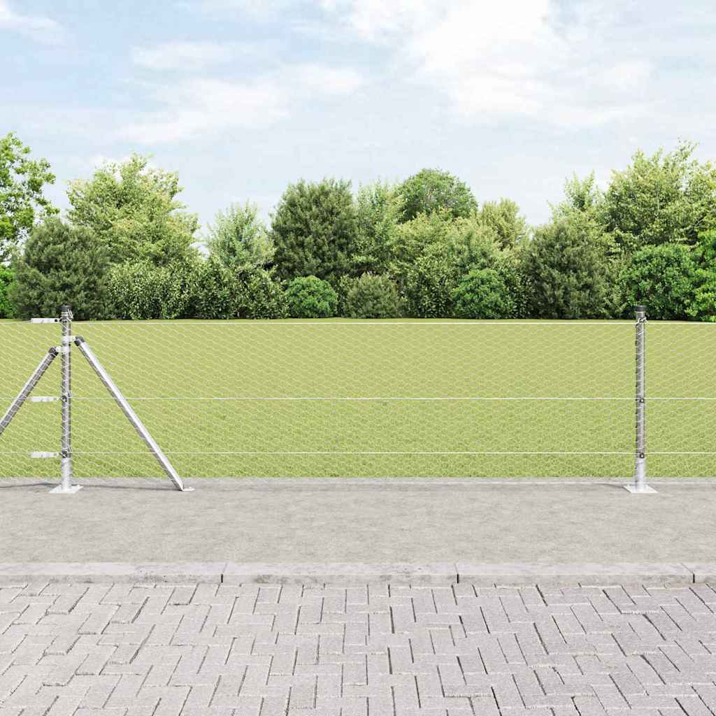 vidaXL Hexagonal Fence with Concrete Base 50 x 1 m Galvanised Steel mesh Size 25 mm mesh