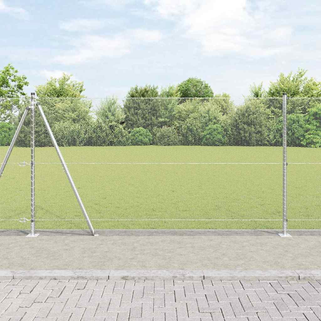 vidaXL Hexagonal Fence with Concrete Base 50 x 1 m Galvanised Steel mesh Size 13 mm mesh