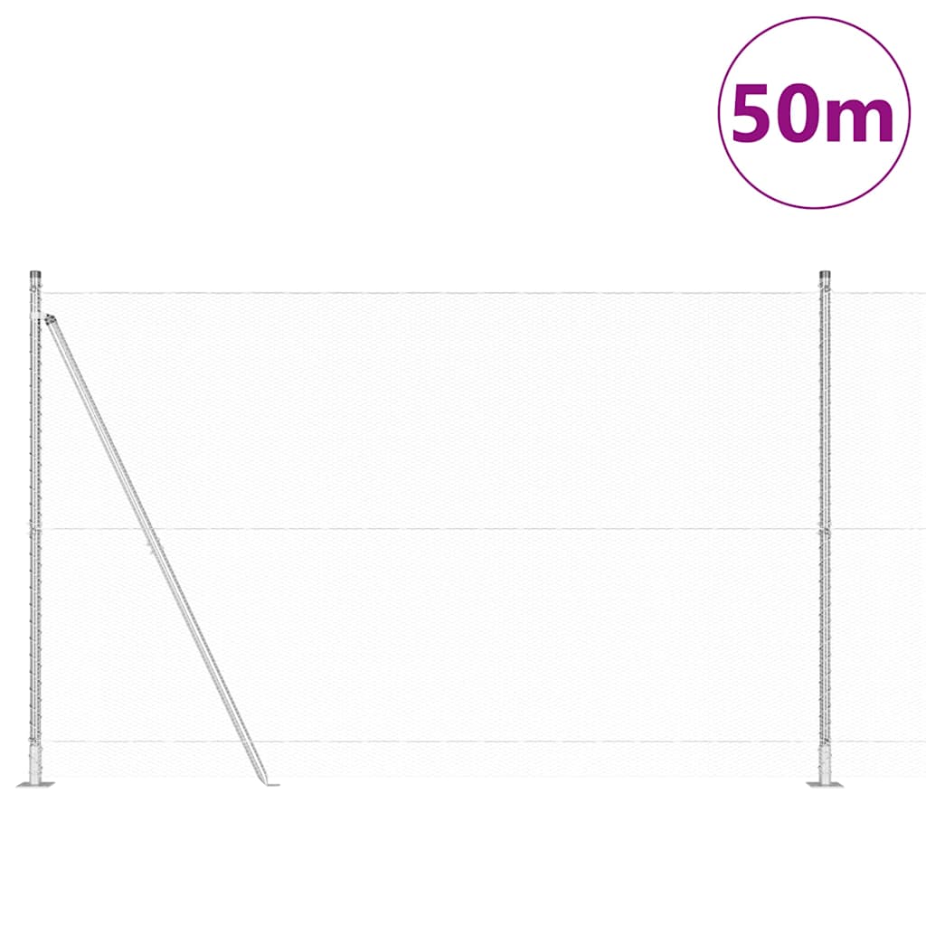 vidaXL Hexagonal Fence with Concrete Base 50 x 1.5 m Galvanised Steel 3