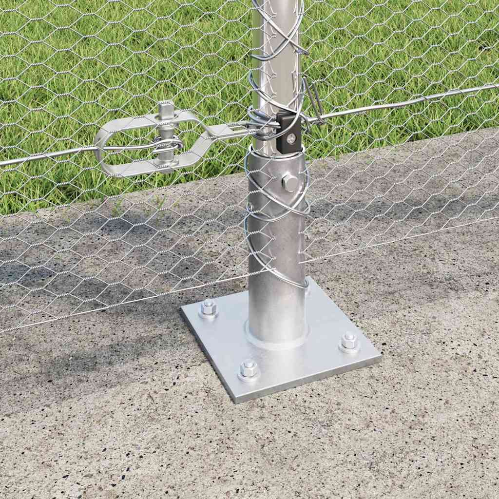 vidaXL Hexagonal Fence with Concrete Base 50 x 1.6 m Galvanised Steel 4