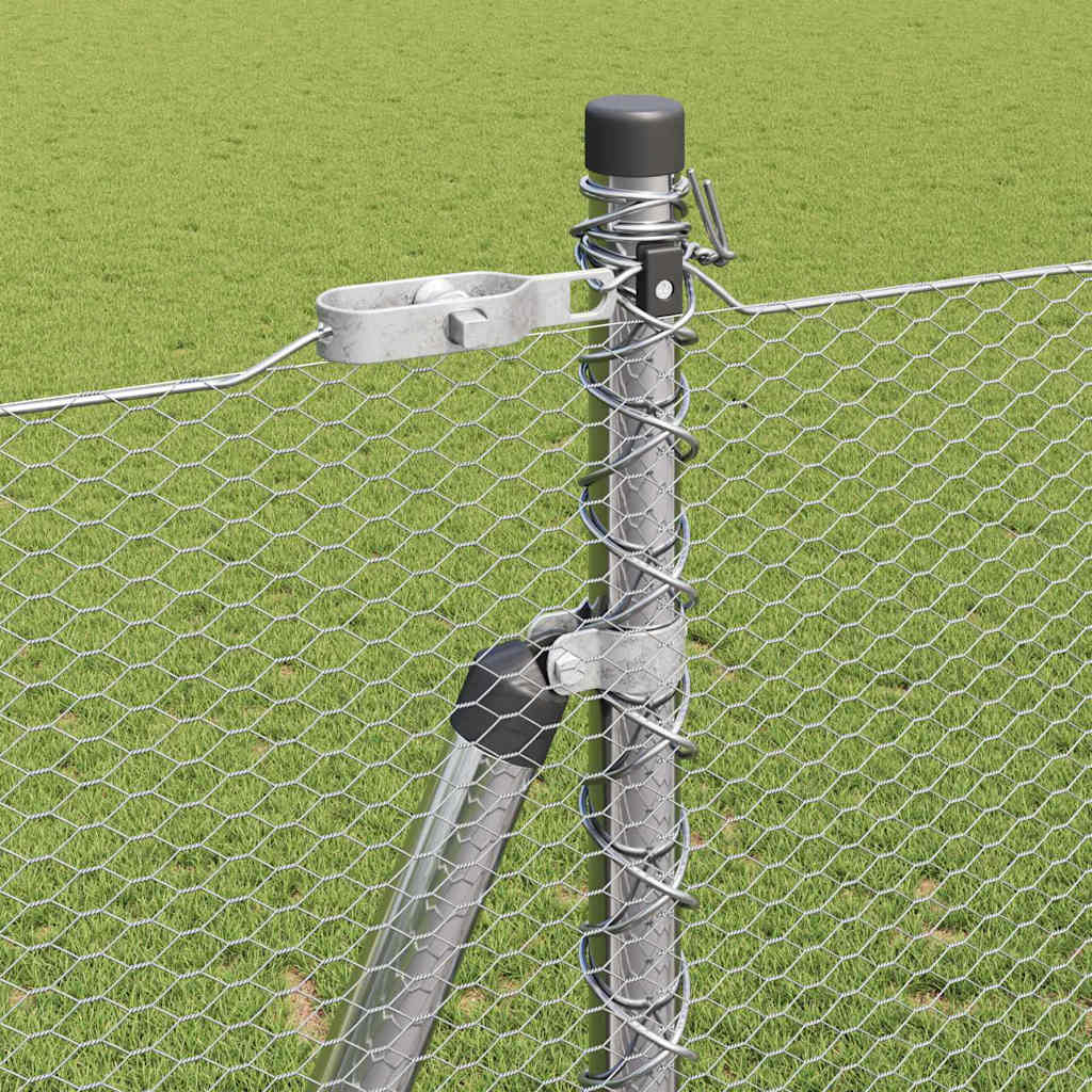 vidaXL Hexagonal Fence with Concrete Base 50 x 1.6 m Galvanised Steel 5