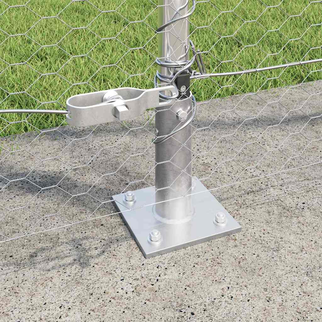vidaXL Hexagonal Fence with Concrete Base 50 x 1.6 m Galvanised Steel 4