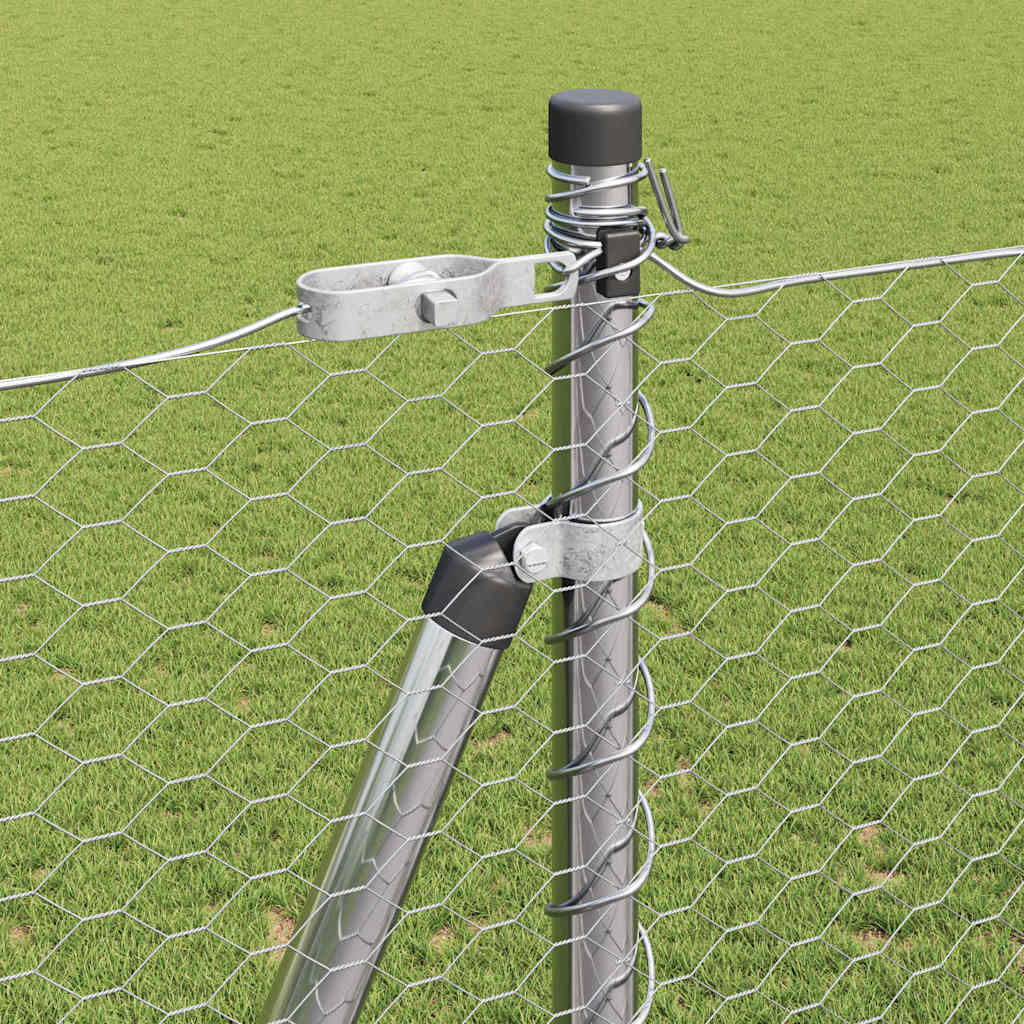 vidaXL Hexagonal Fence with Concrete Base 50 x 1.6 m Galvanised Steel 5
