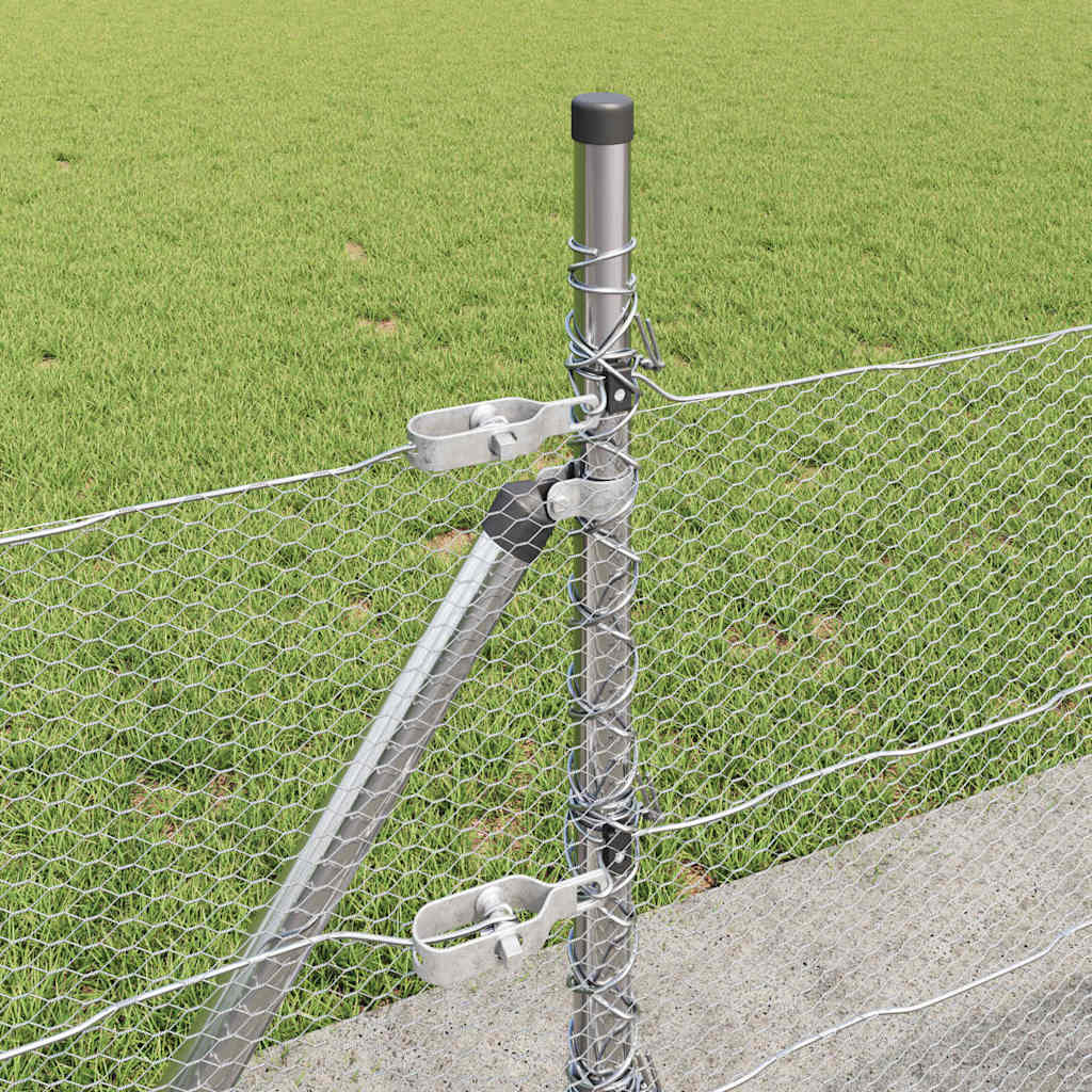 vidaXL Hexagonal Fence with Concrete Base 100 x 0.4 m Galvanised Steel 5