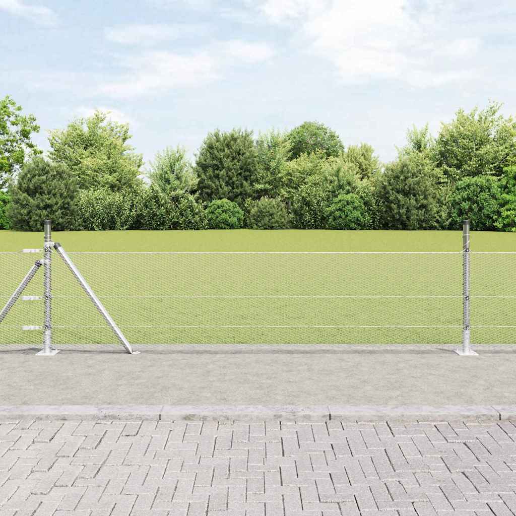 vidaXL Hexagonal Fence with Concrete Base 100 x 0.5 m Galvanised Steel 1