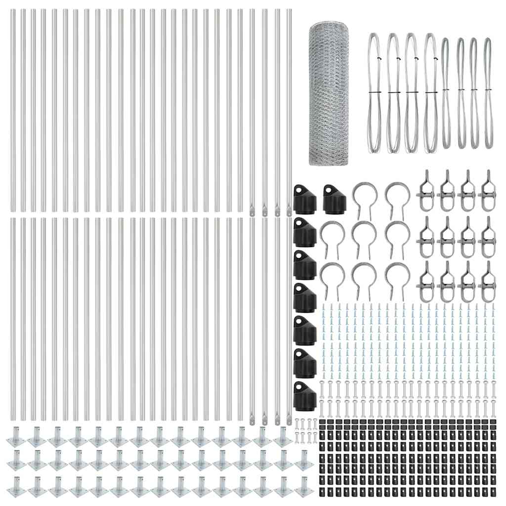 vidaXL Hexagonal Fence with Concrete Base 100 x 0.5 m Galvanised Steel 6