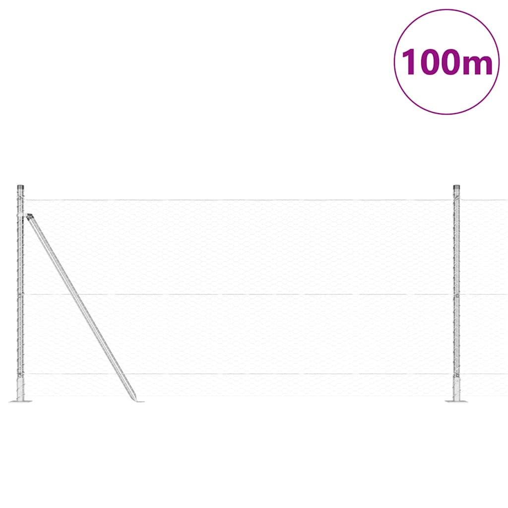 vidaXL Hexagonal Fence with Concrete Base 100 x 0.8 m Galvanised Steel 3