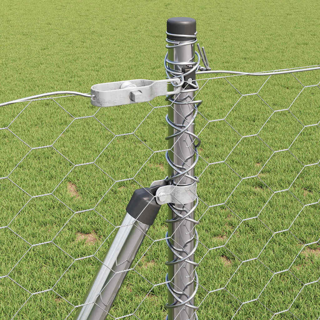 vidaXL Hexagonal Fence with Concrete Base 100 x 0.8 m Galvanised Steel 5