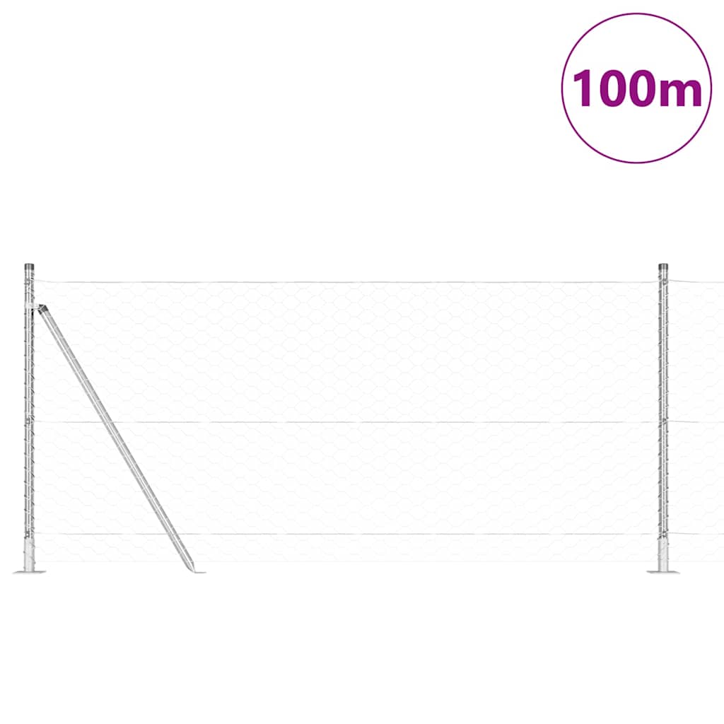 vidaXL Hexagonal Fence with Concrete Base 100 x 0.8 m Galvanised Steel 3