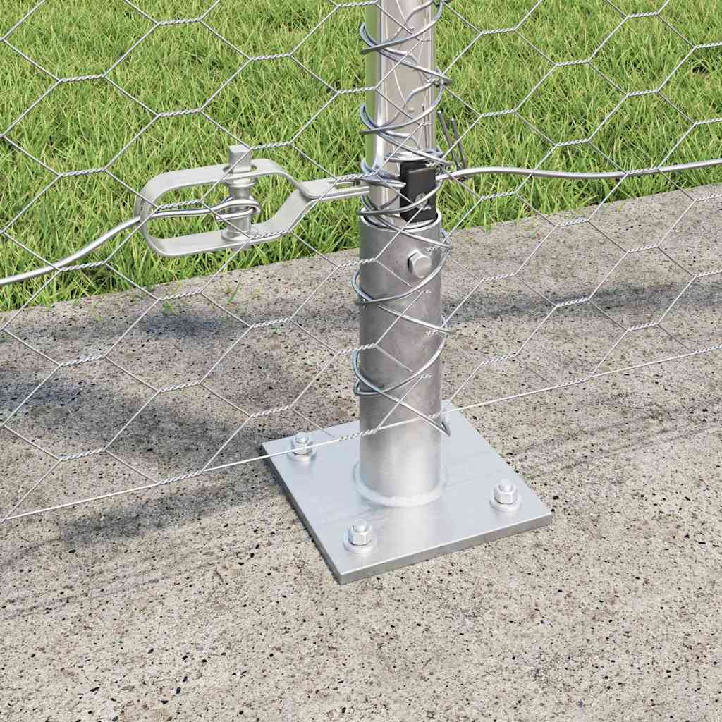 vidaXL Hexagonal Fence with Concrete Base 100 x 1.2 m Galvanised Steel 4