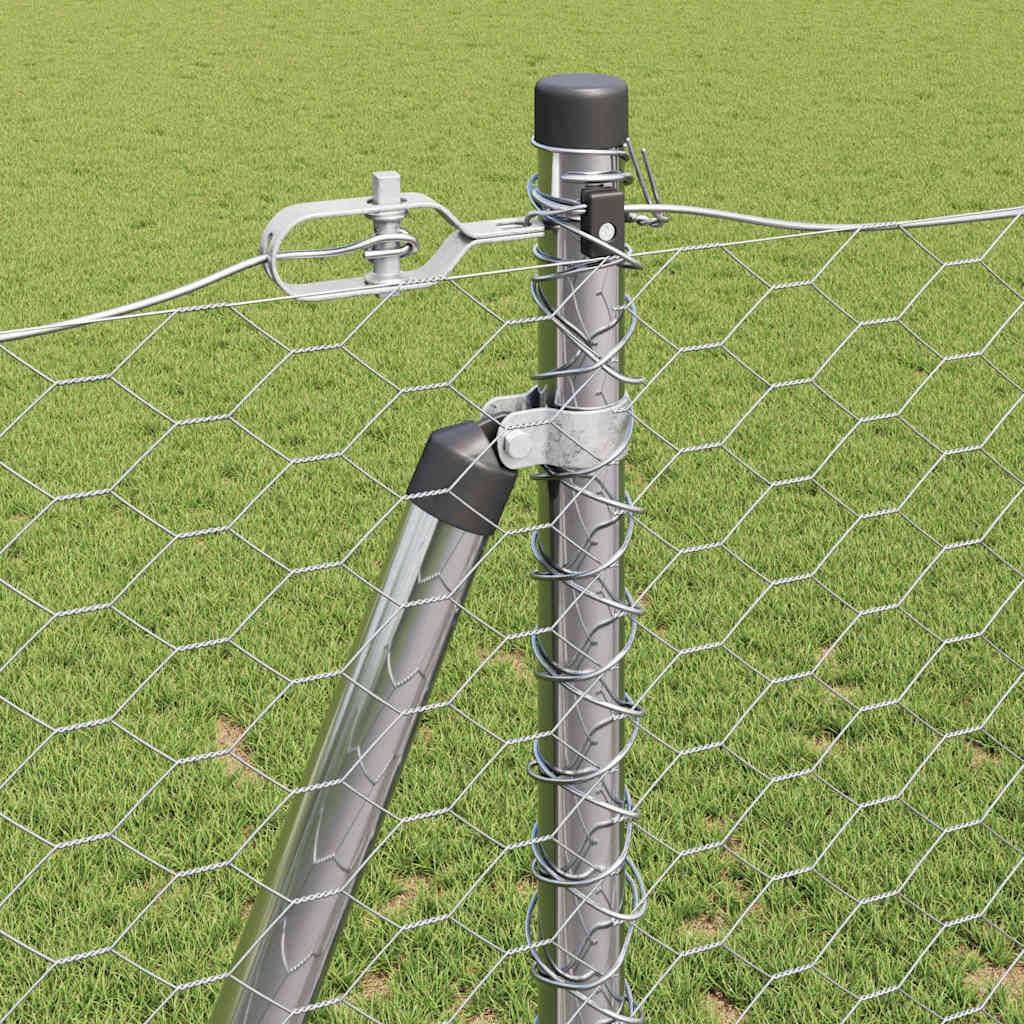vidaXL Hexagonal Fence with Concrete Base 100 x 1.2 m Galvanised Steel 5