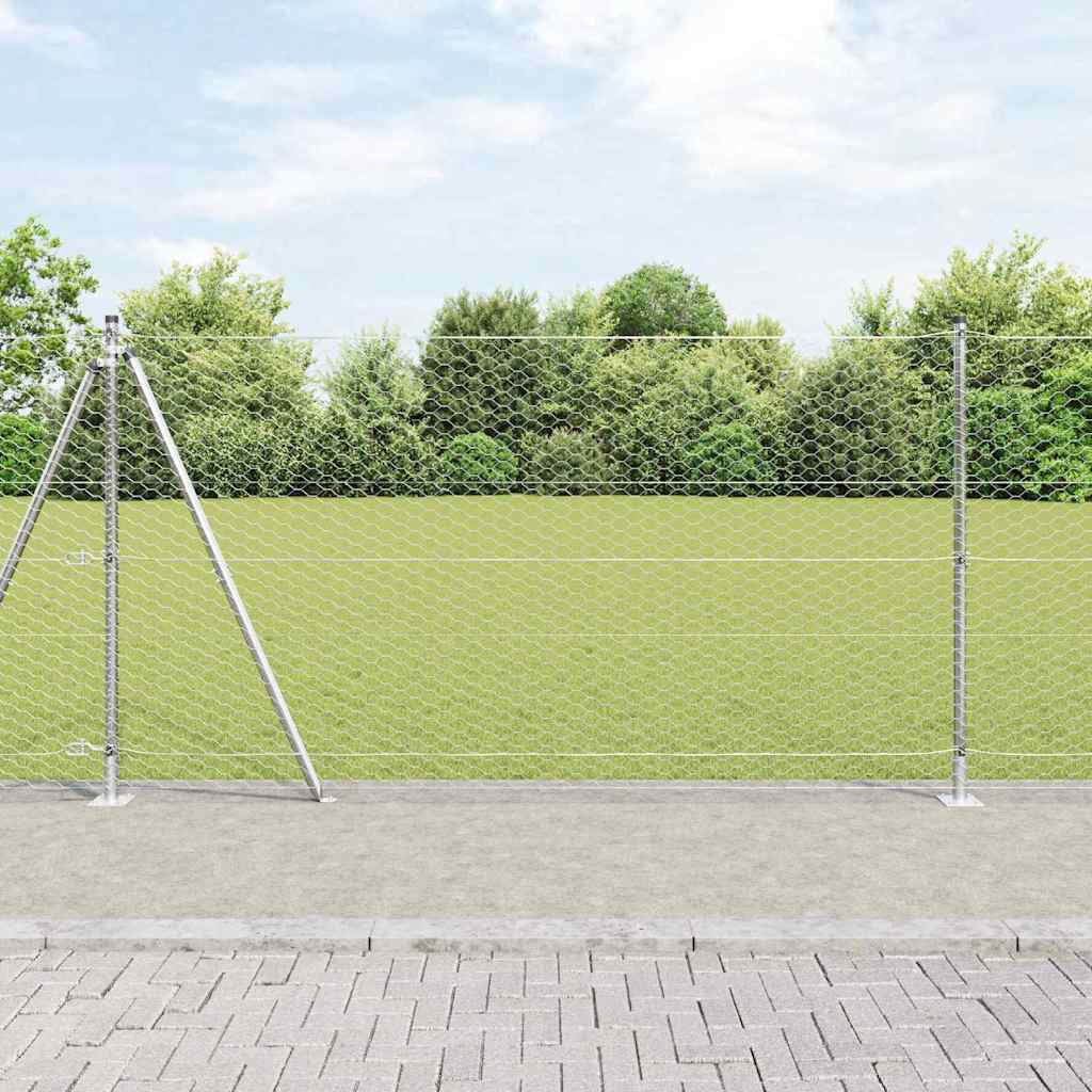 vidaXL Hexagonal Fence with Concrete Base 100 x 1.2 m Galvanised Steel 1