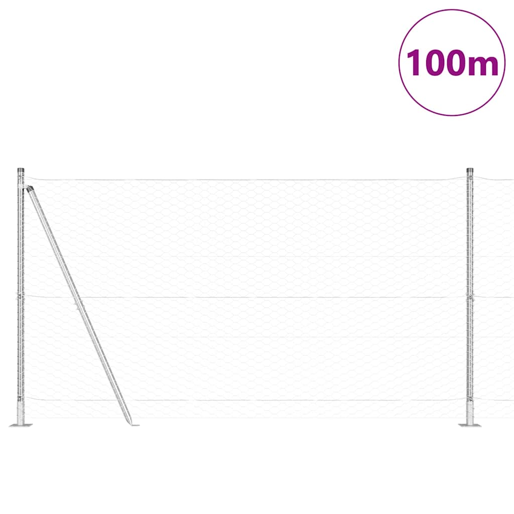 vidaXL Hexagonal Fence with Concrete Base 100 x 1.2 m Galvanised Steel 3
