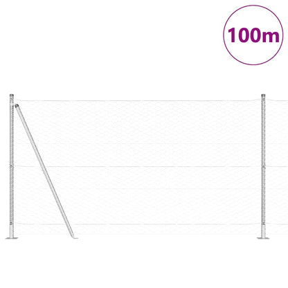 vidaXL Hexagonal Fence with Concrete Base 100 x 1.2 m Galvanised Steel 3