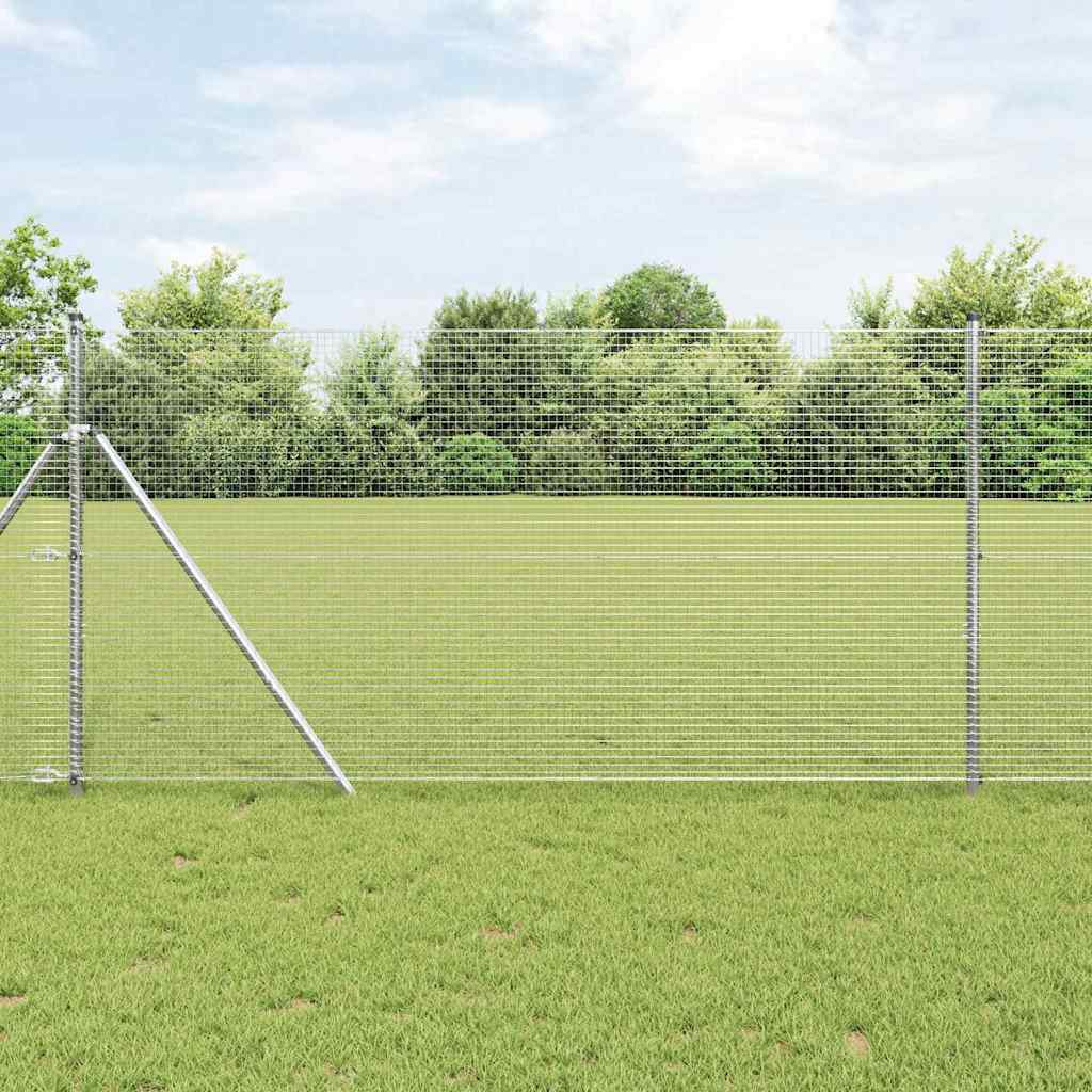 vidaXL Welded Wire Fence Ground Fix 50 x 1 m Silver Galvanised Steel mesh Size 1.9 x 1.9 cm mesh