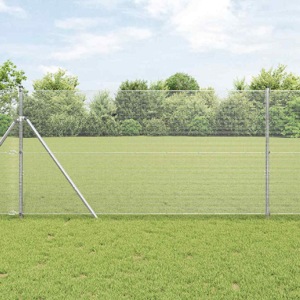 vidaXL Welded Wire Fence Ground Fix 50 x 1.4 m Galvanised Steel Silver 1