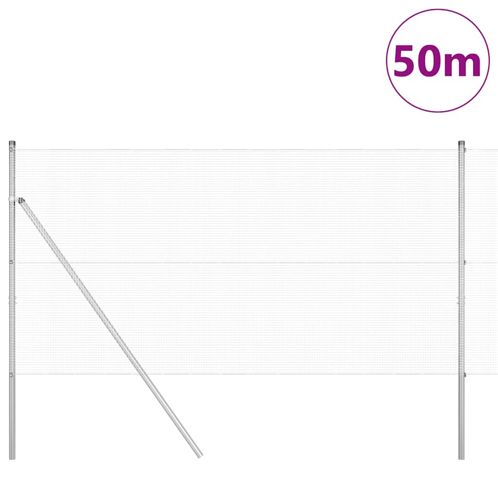 vidaXL Welded Wire Fence Ground Fix 50 x 1.4 m Galvanised Steel Silver 3