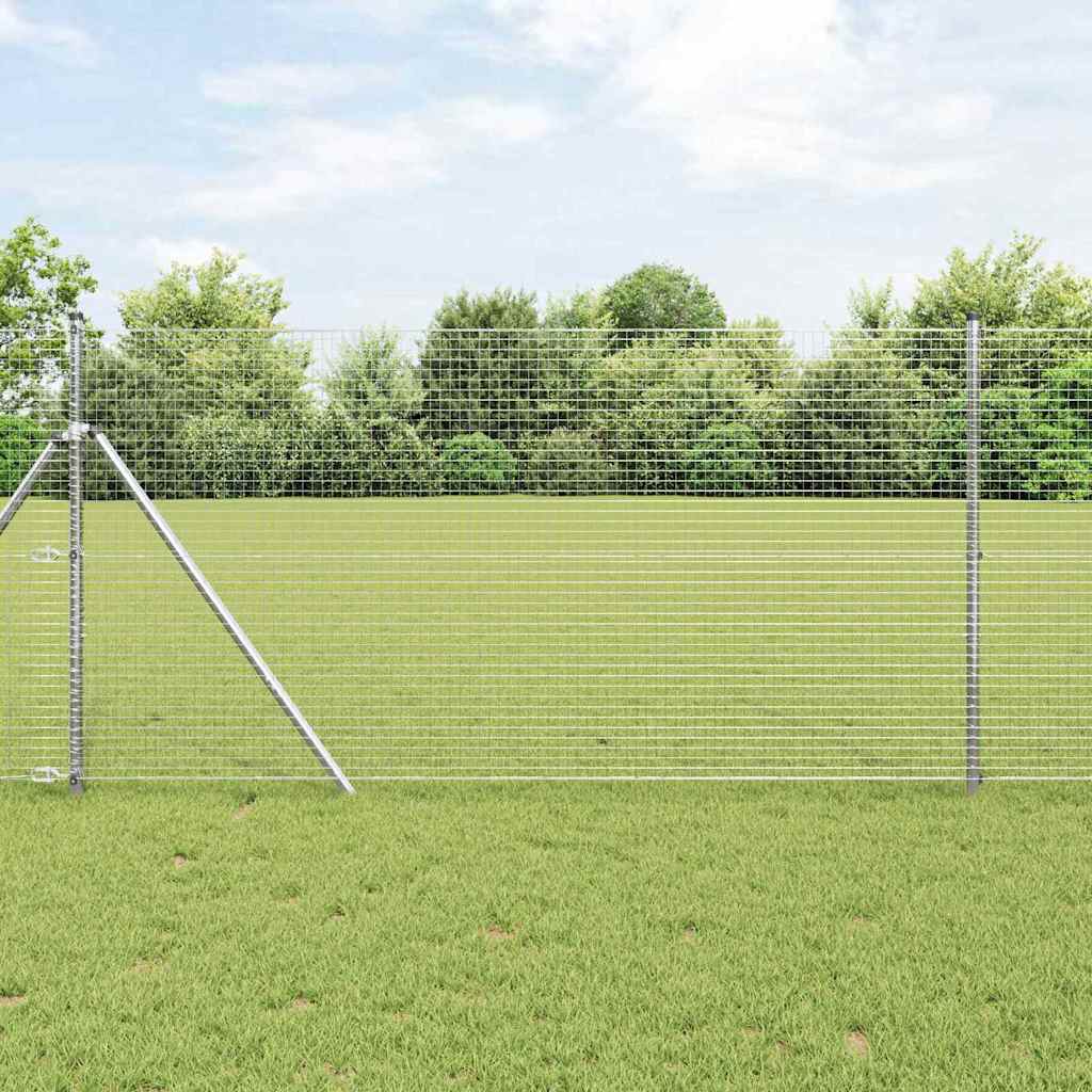 vidaXL Welded Wire Fence Ground Fix 50 x 1.4 m Galvanised Steel Silver 1