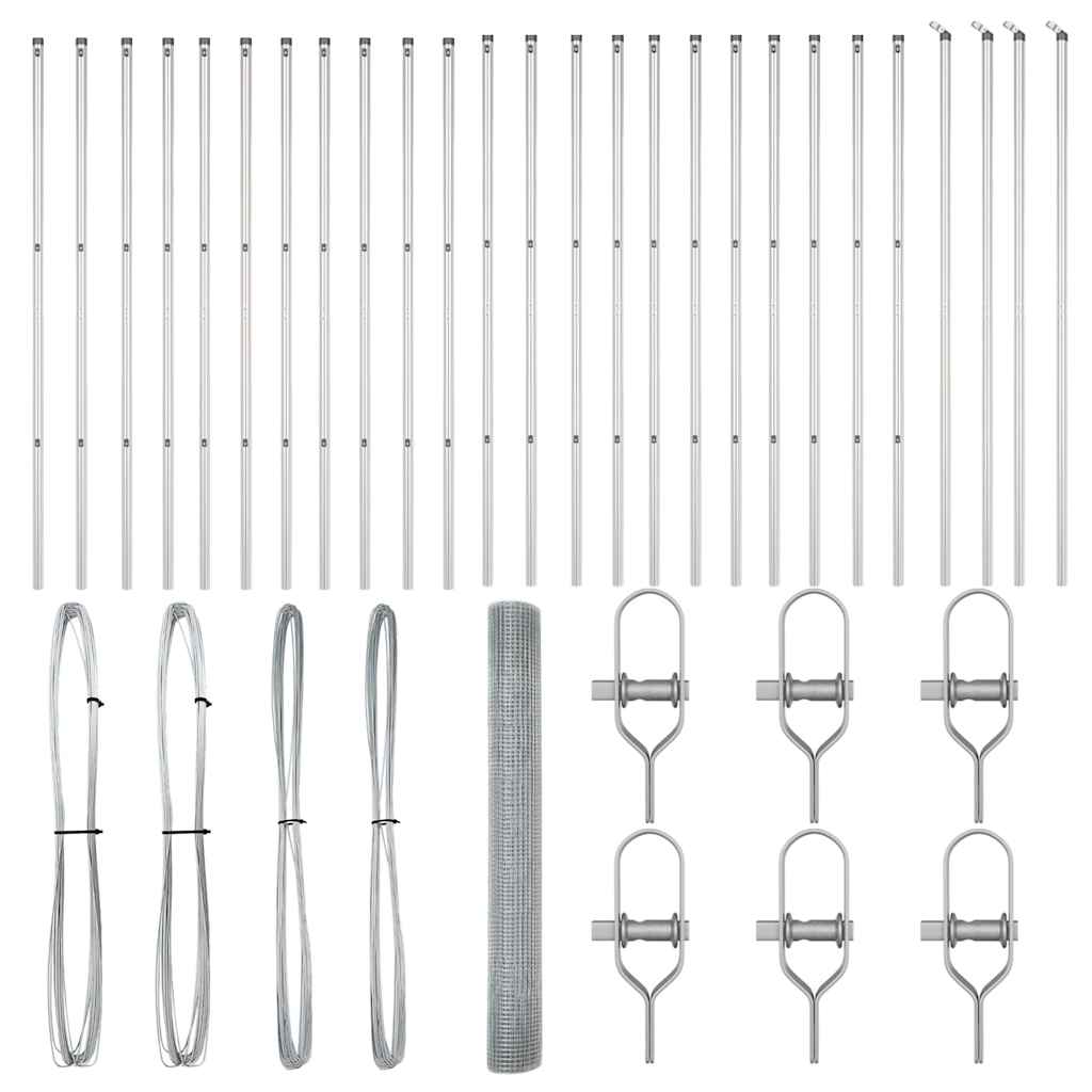 vidaXL Welded Wire Fence Ground Fix 50 x 1.4 m Galvanised Steel Silver 5