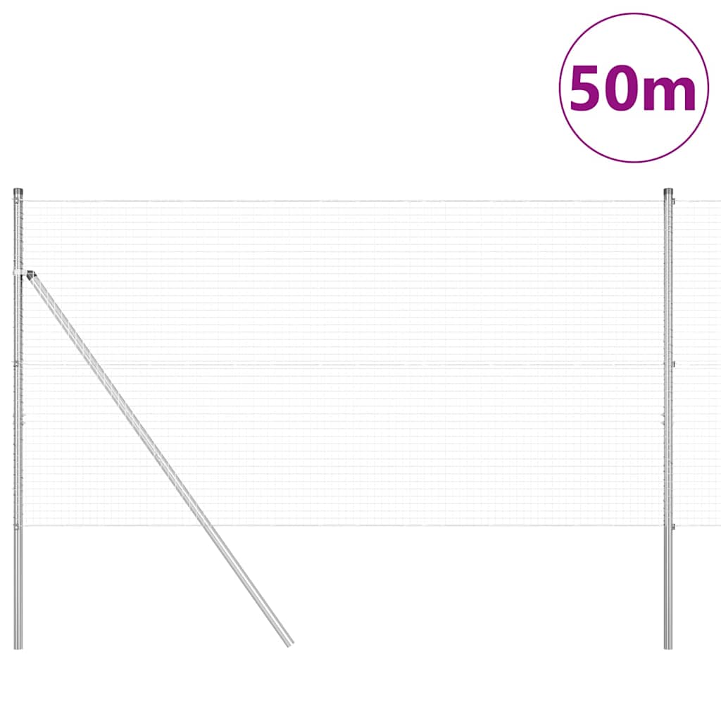 vidaXL Welded Wire Fence Ground Fix 50 x 1.4 m Galvanised Steel Silver 3