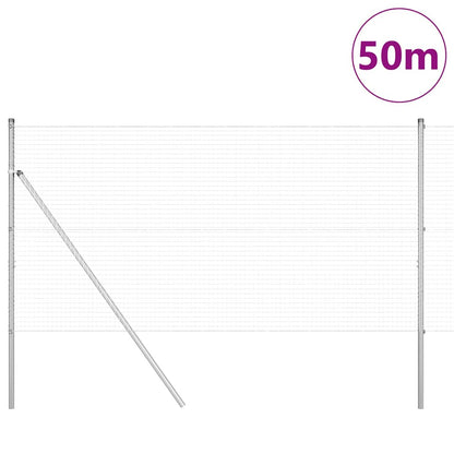 vidaXL Welded Wire Fence Ground Fix 50 x 1.4 m Galvanised Steel Silver 3