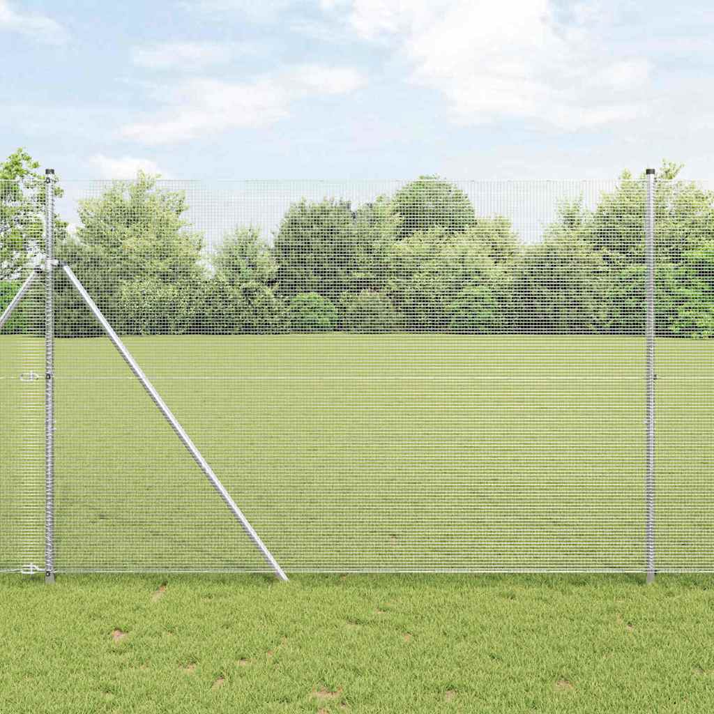 vidaXL Welded Wire Fence Ground Fix 50 x 1.5 m Galvanised Steel Silver 1