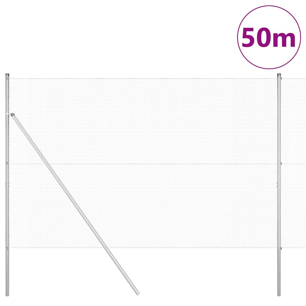 vidaXL Welded Wire Fence Ground Fix 50 x 1.5 m Galvanised Steel Silver 3