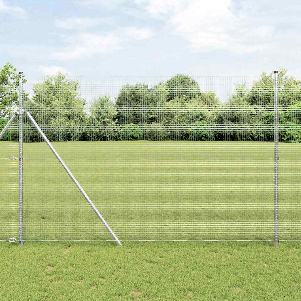 vidaXL Welded Wire Fence Ground Fix 50 x 1.5 m Galvanised Steel Silver 1