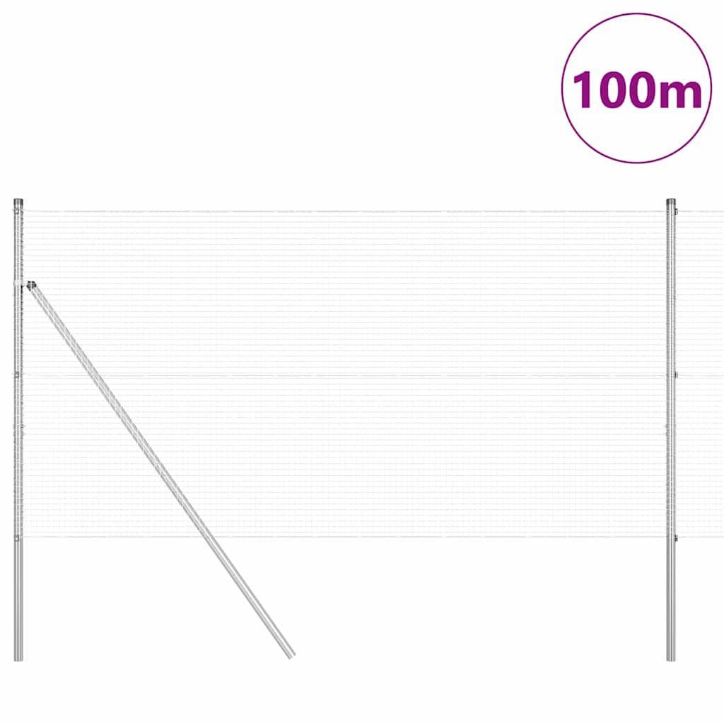 vidaXL Welded Wire Fence Ground Fix 100 x 1 m Galvanised Steel Silver 3