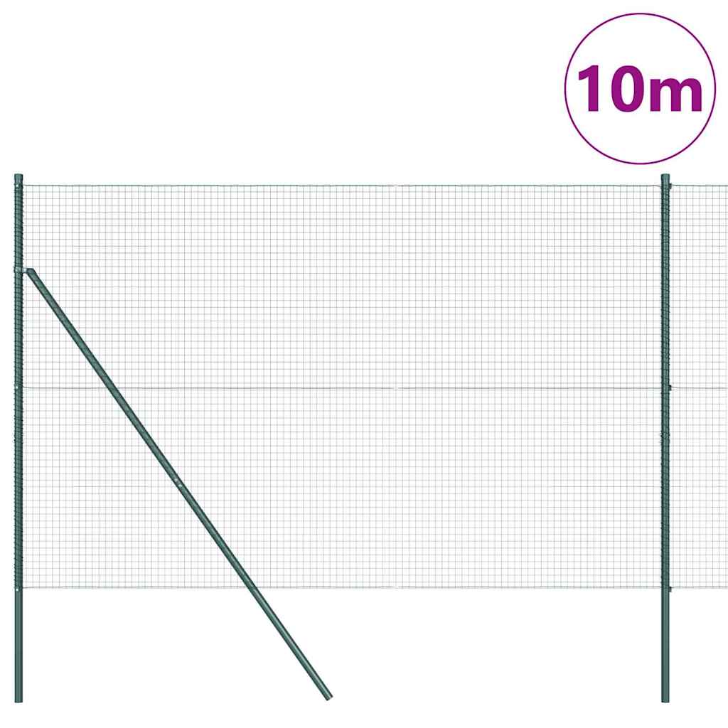 Welded Wire Fence Ground Fix 10 x 1 m PVC-Coated Steel Green mesh Size 2.5 x 2.5 cm mesh 1.5 m