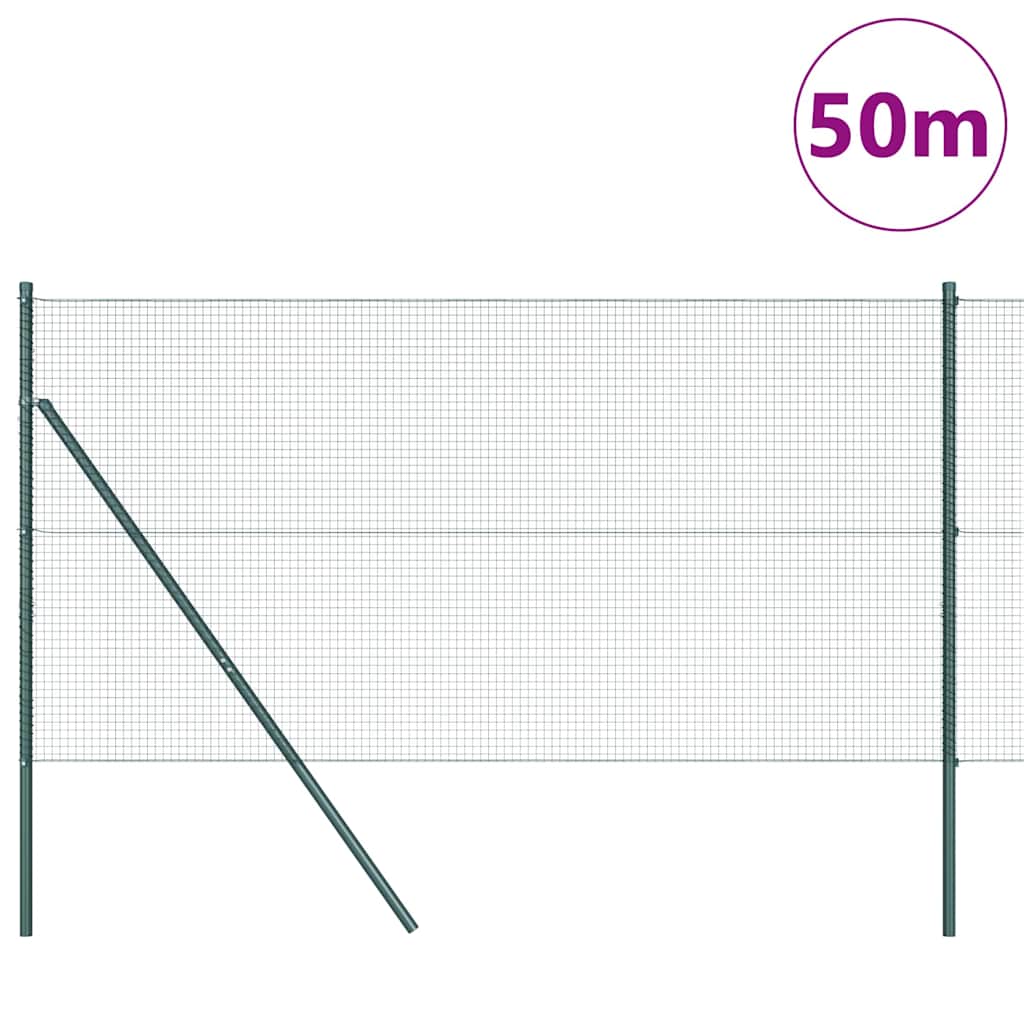 vidaXL Welded Wire Fence Ground Fix 50 x 1.2 m PVC-Coated Steel Green 3