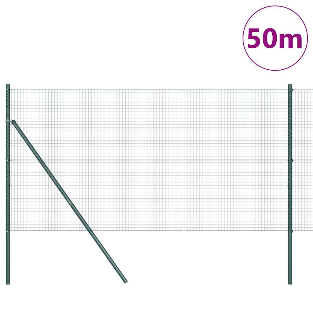 vidaXL Welded Wire Fence Ground Fix 50 x 1.2 m PVC-Coated Steel Green 3