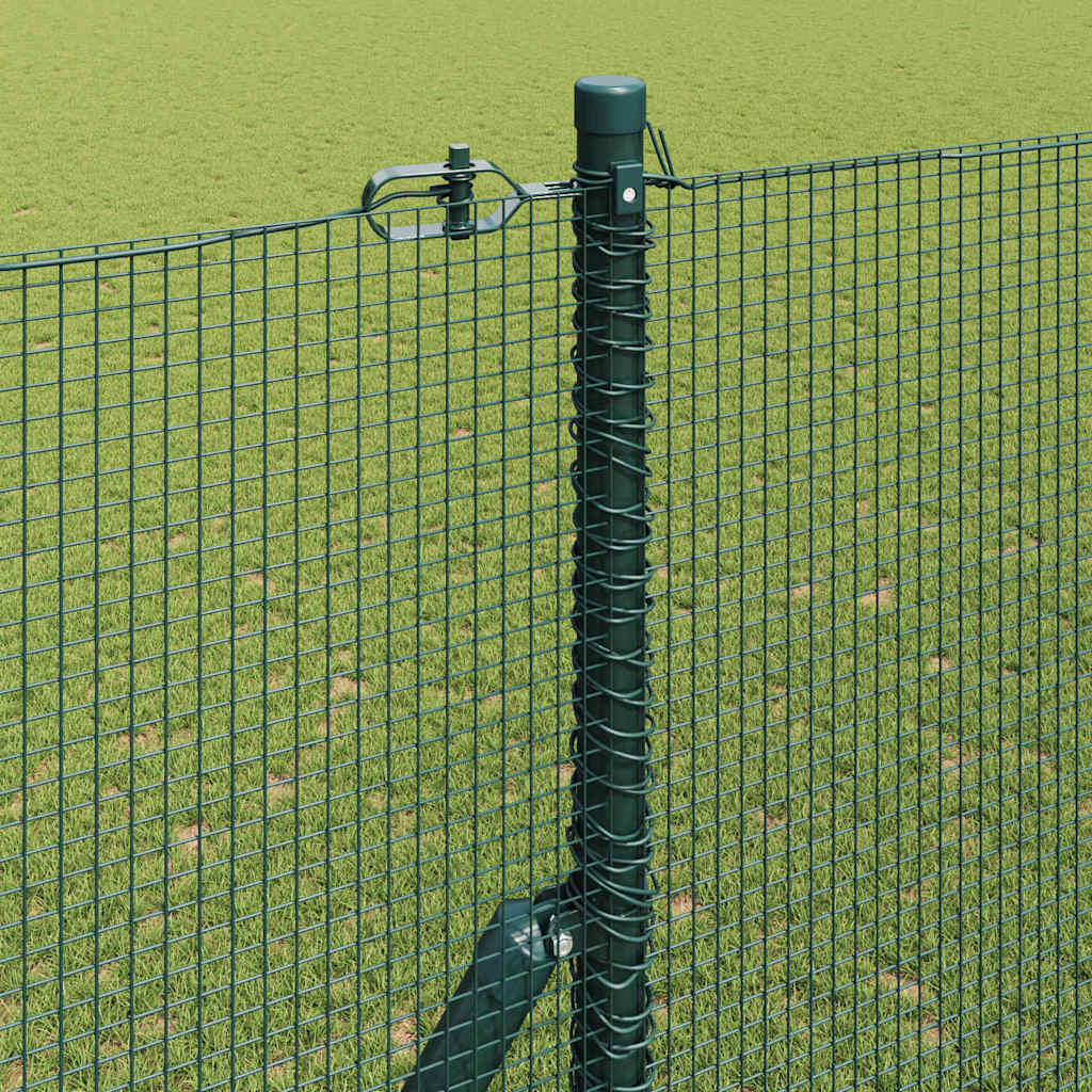 vidaXL Welded Wire Fence Ground Fix 50 x 1.5 m PVC-Coated Steel Green 4