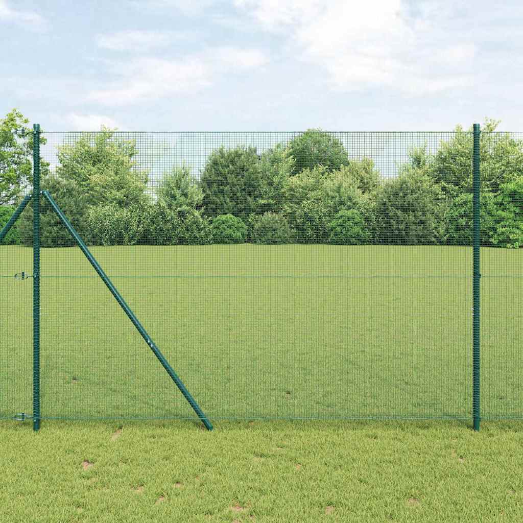 vidaXL Welded Wire Fence Ground Fix 50 x 1.5 m PVC-Coated Steel Green 1
