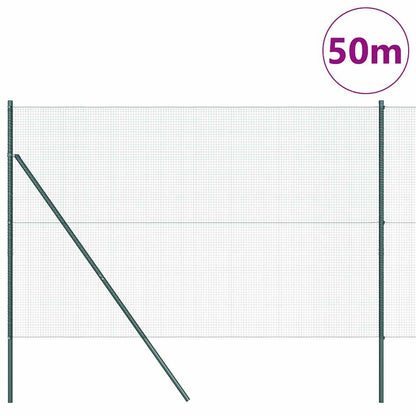 vidaXL Welded Wire Fence Ground Fix 50 x 1.5 m PVC-Coated Steel Green 3