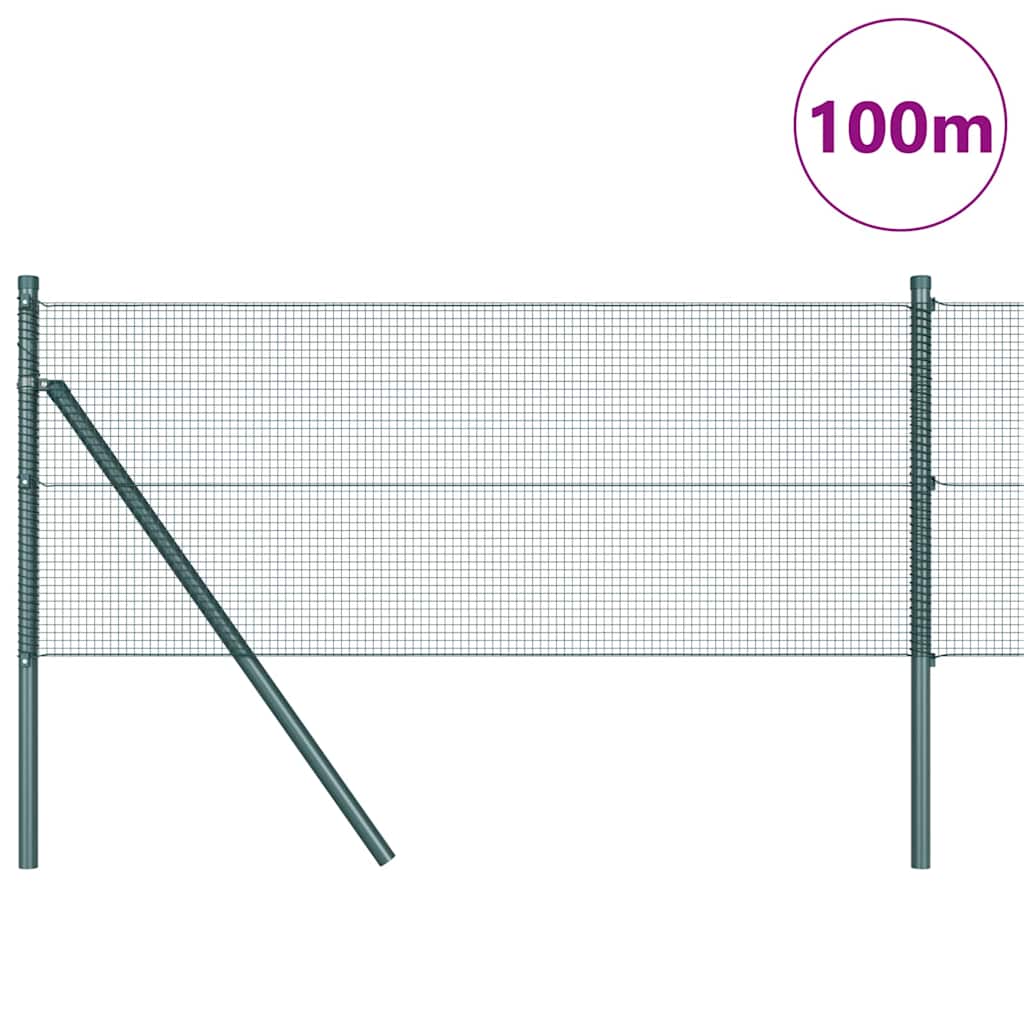 Welded Wire Fence Ground Fix 100 x 0.4 m PVC-Coated Steel Green Length 100 m 1.2 x 1.2 cm mesh