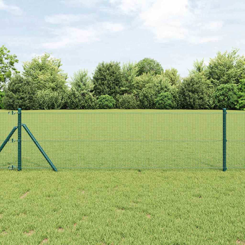 vidaXL Welded Wire Fence Ground Fix 100 x 0.8 m PVC-Coated Steel Green 1
