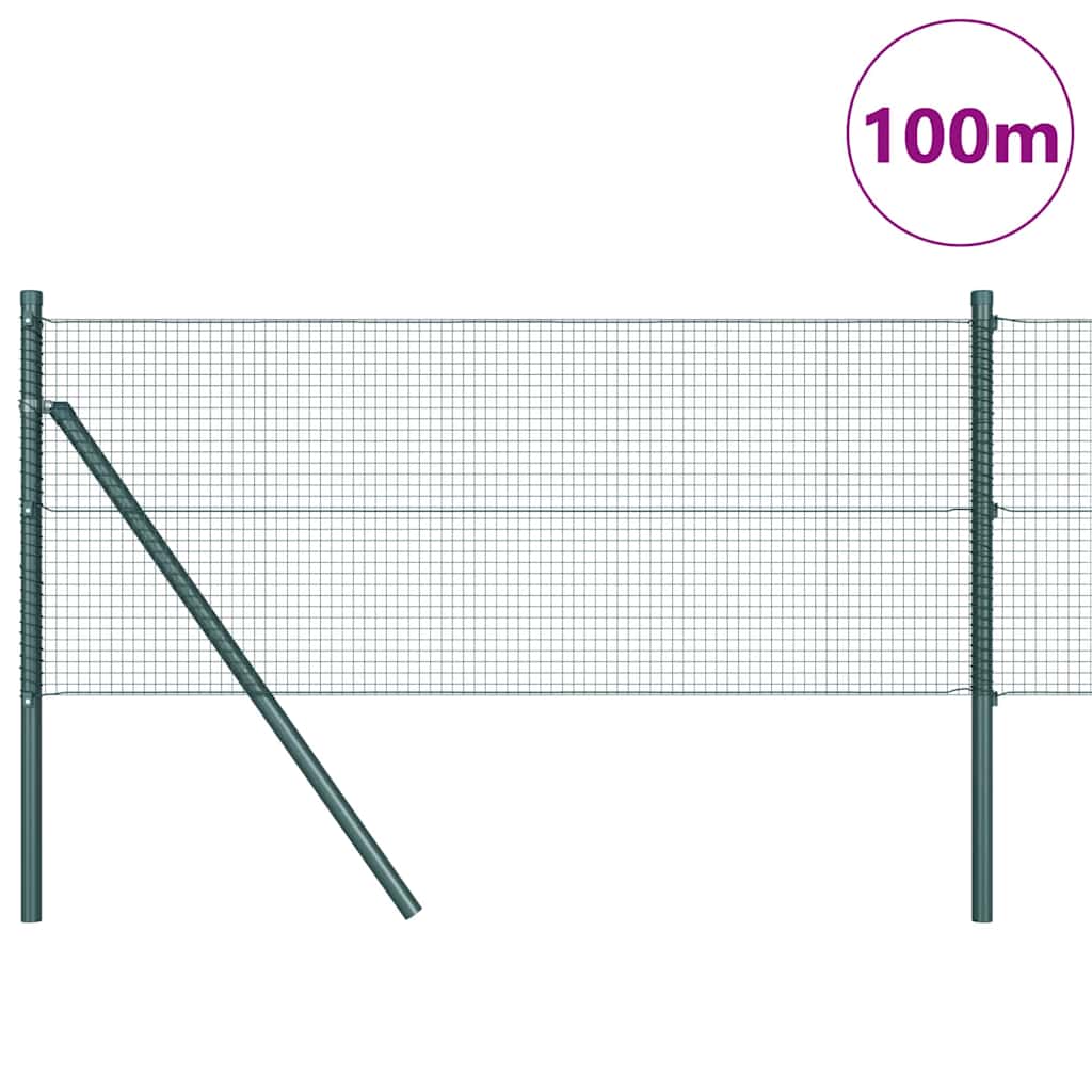 vidaXL Welded Wire Fence Ground Fix 100 x 0.8 m PVC-Coated Steel Green 3