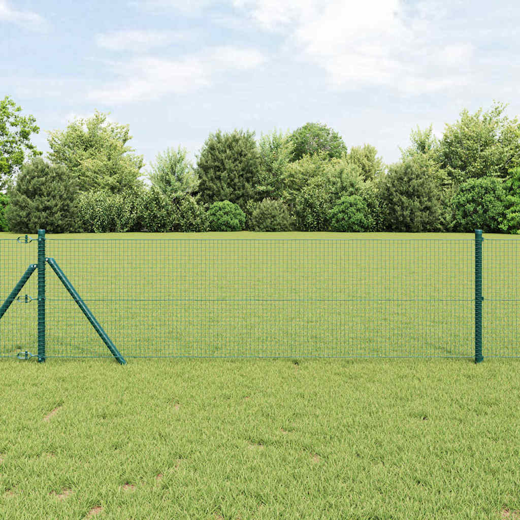 vidaXL Welded Wire Fence Ground Fix 100 x 0.8 m PVC-Coated Steel Green 1