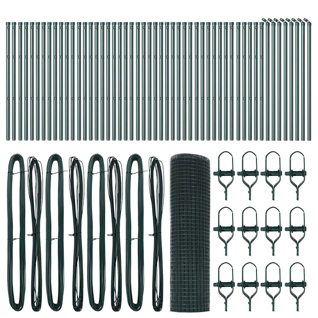 vidaXL Welded Wire Fence Ground Fix 100 x 0.8 m PVC-Coated Steel Green 5
