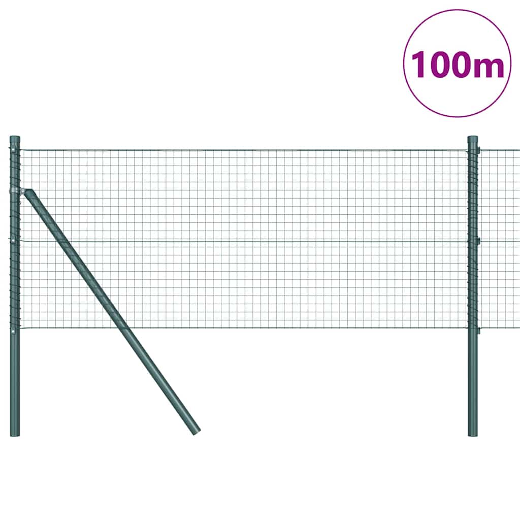 vidaXL Welded Wire Fence Ground Fix 100 x 0.8 m PVC-Coated Steel Green 3
