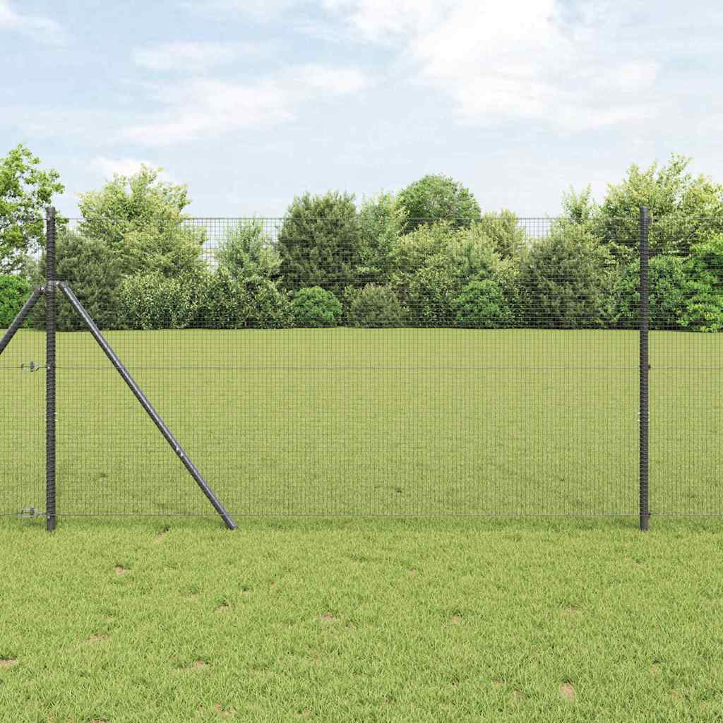 vidaXL Welded Wire Fence Ground Fix 50 x 1.2 m PVC-Coated Steel Grey 1