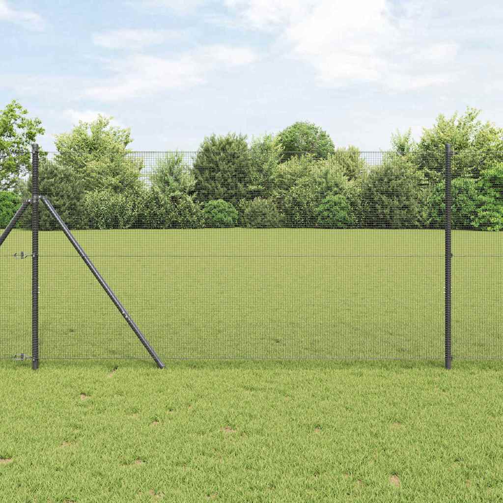 vidaXL Welded Wire Fence Ground Fix 50 x 1.4 m PVC-Coated Steel Grey 1