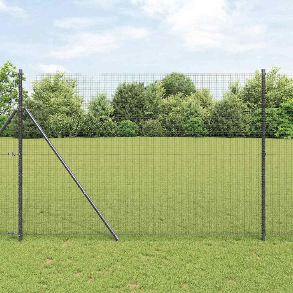 vidaXL Welded Wire Fence Ground Fix 50 x 1.4 m PVC-Coated Steel Grey 1